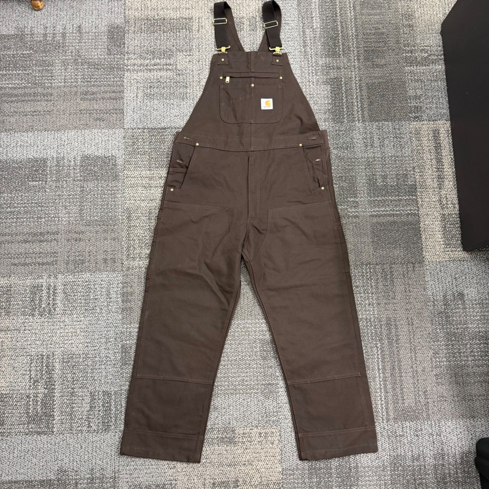 Carhartt Iconic R01 Duck Bib Overalls Mens 38x30 Brown Relaxed Fit Canvas Work